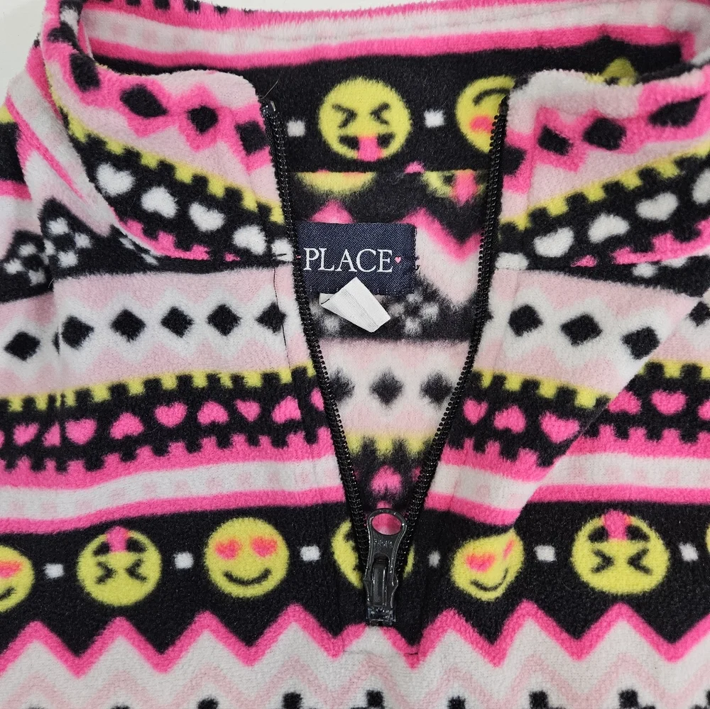 The Children's Place emoji quarter zip fleece top girls size large 10/12